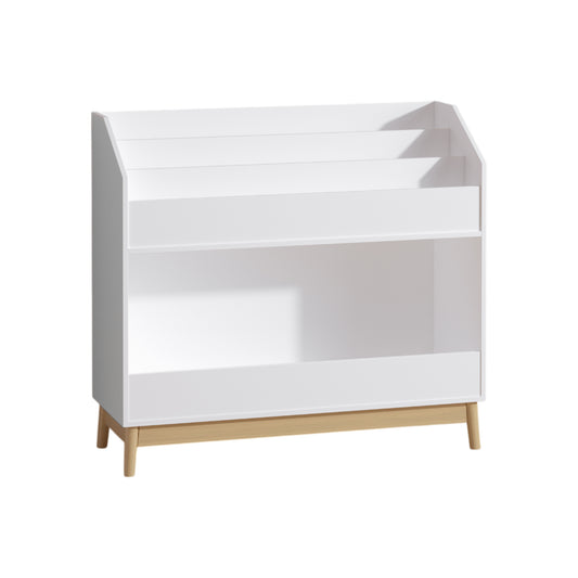 CareNooks White Wooden Kids Bookcase Organizer with Storage for Bedroom