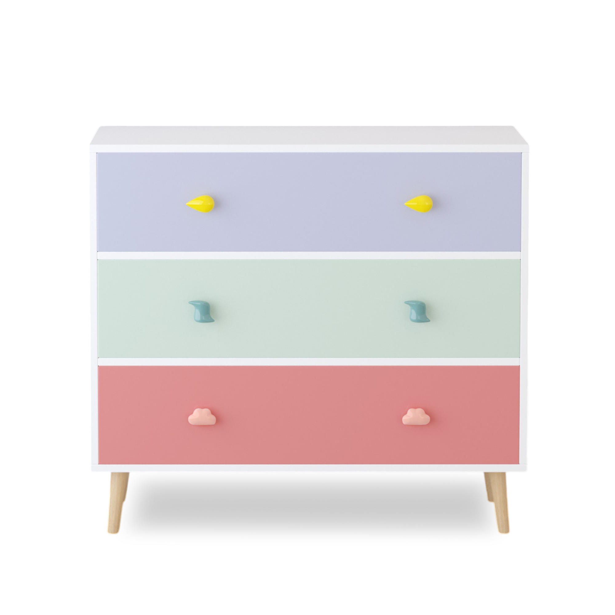 CareNooks 3 Drawer Dresser, Colorful Storage Cabinet with Anti-Tip Safety for Toddler Room
