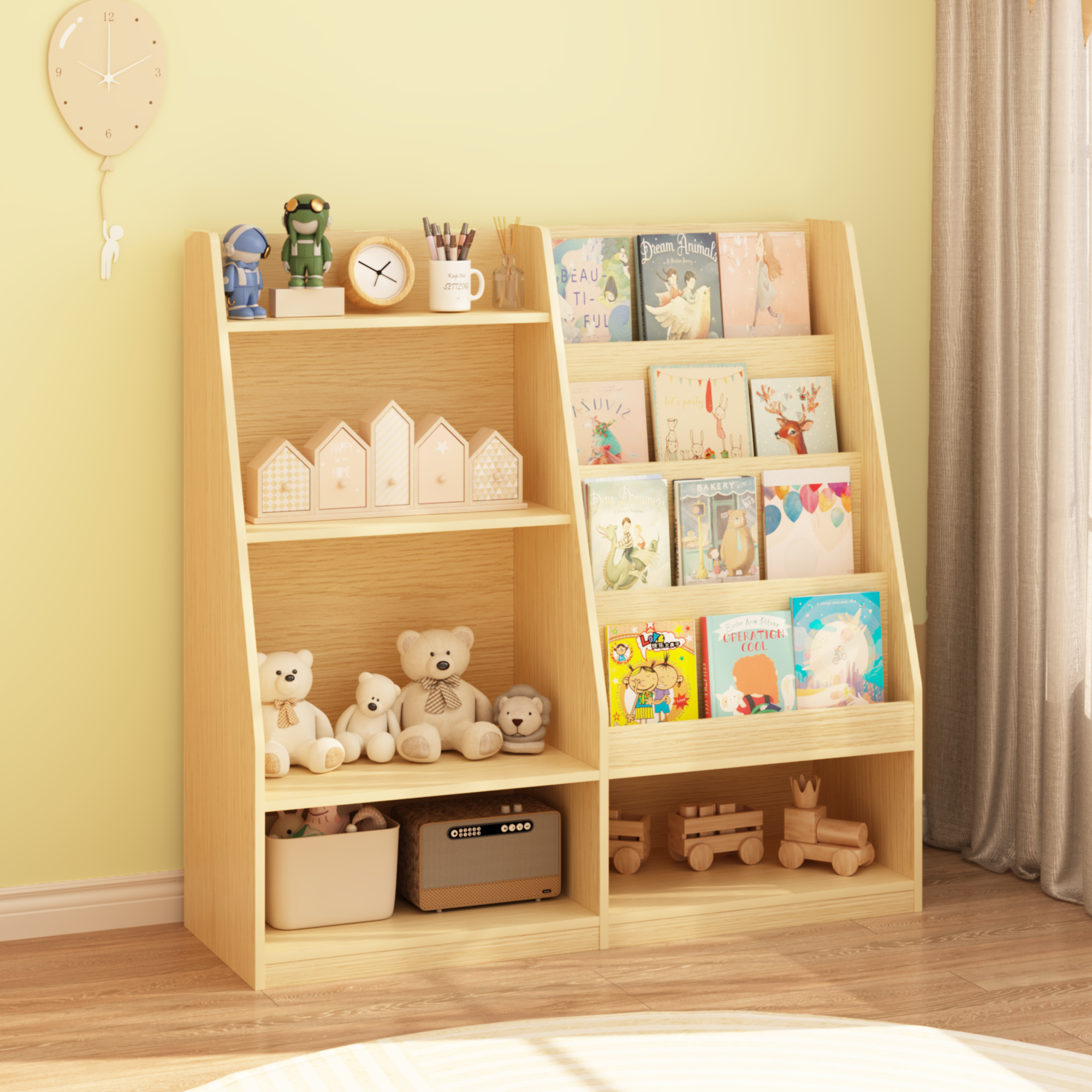 CareNooks Kids Bookshelf and Toy Storage Organizer, Multifunctional for Kids Room Playroom
