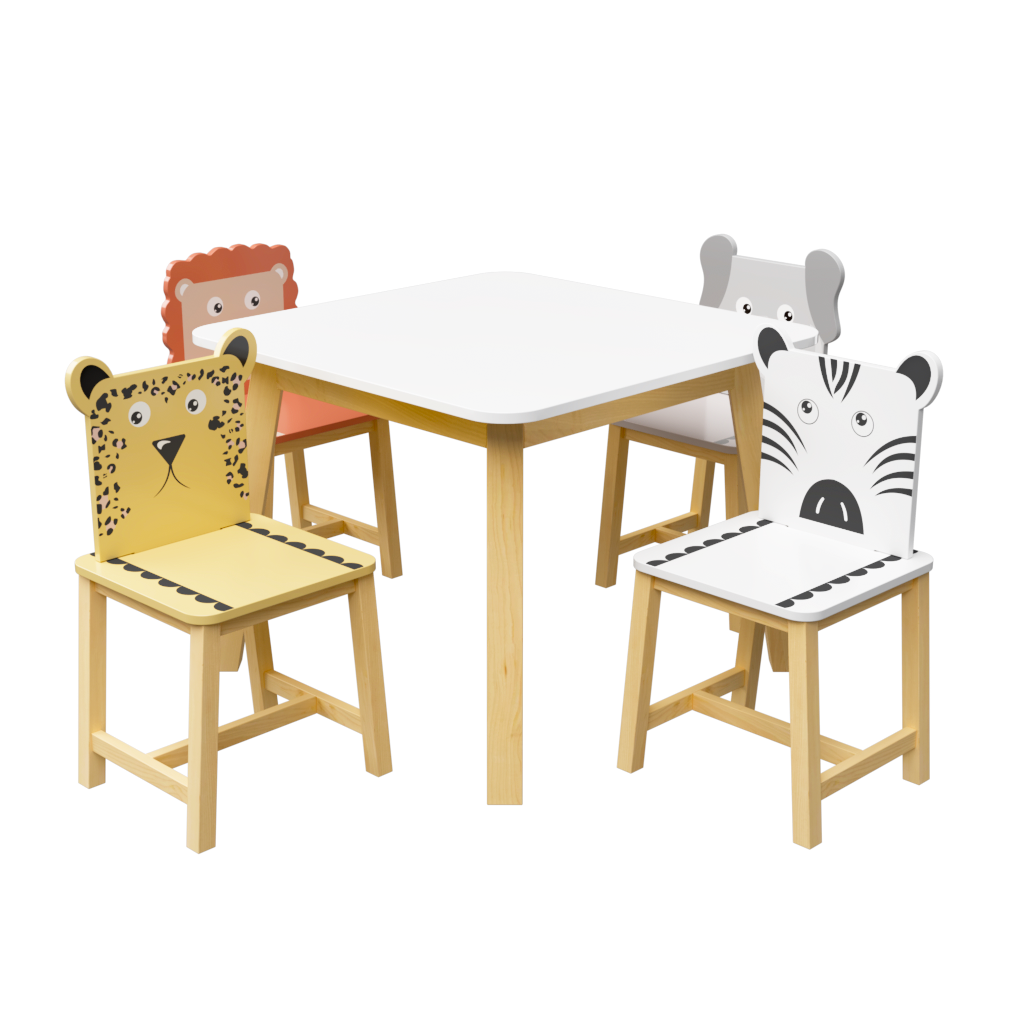 CareNooks Kids Cartoon Animals Design Table and Chair Set
