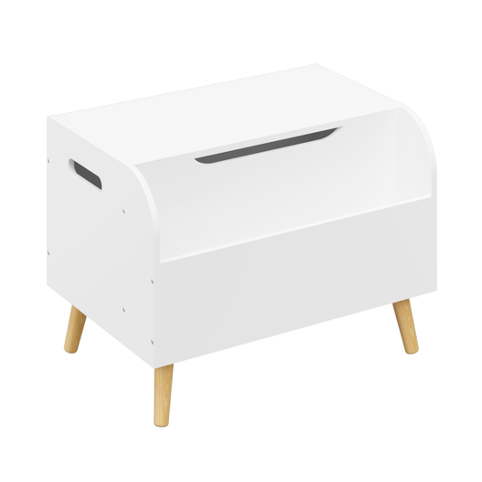 CareNooks Wooden Toy Box with Front Bookshelf, Flip-Top Lid & Safety Hinge for Kids Room