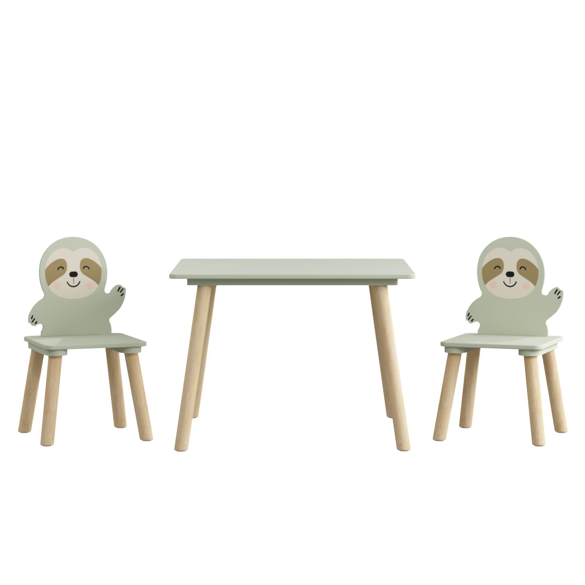 CareNooks Sloth-Themed Kids Table and Chair Set for Playroom