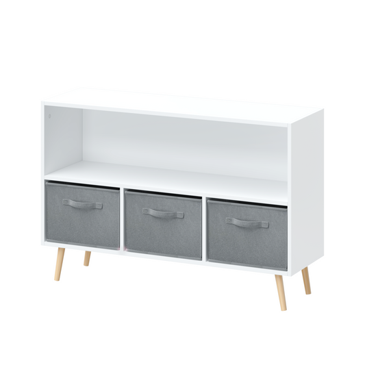 CareNooks Kids Bookcase with 3 Collapsible Fabric Drawers